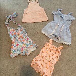 Set of Four Adorable Baby Rompers and dress